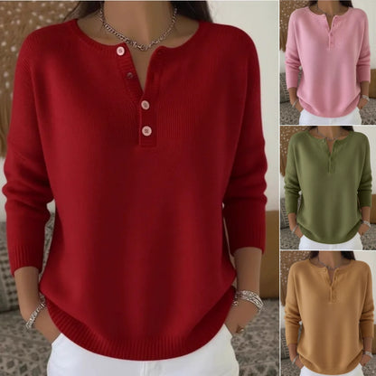 💟【S-3XL】Damski jednokolorowy sweter z dekoltem V, luźny i casualowy