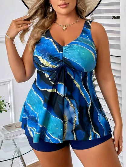 🏖️👙【S-5XL】🌴Costum de baie elegant, mărime mare, cu imprimeu