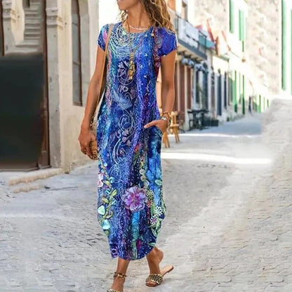 👗【S-3XL】 Nowa sukienka z kieszeniami z nadrukiem 2024