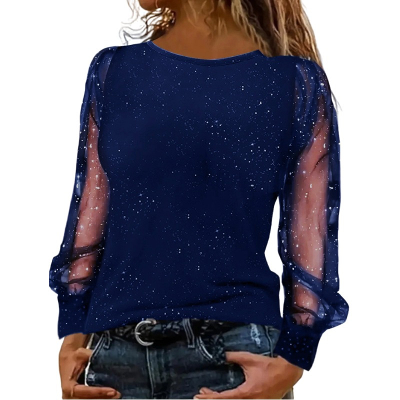 🔥【S-5XL】Camiseta de malla de manga larga con cuello en V para mujer (2026)