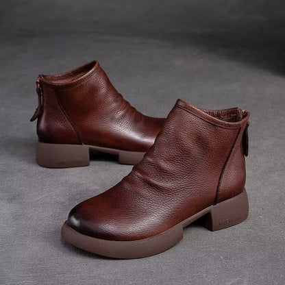 【35-40】Nowe, damskie, skórzane kozaki na jesień/zimę, gruba podeszwa, miękki obcas