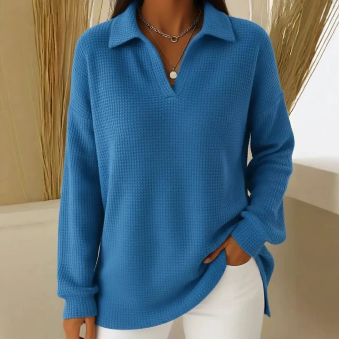 🥼【S-5XL】Nuevo y elegante suéter holgado, cálido, de color liso, con cuello y mangas largas.