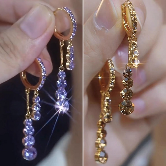 ✨【4 pary】Eleganckie diamentowe długie kolczyki