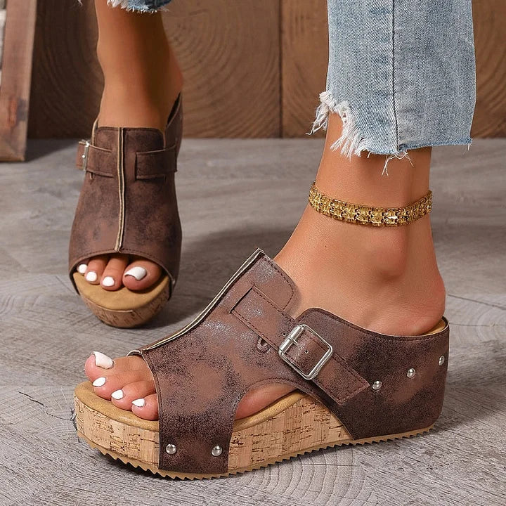 ✨【Časově omezená nabídka】👡Dámské stylové sandály s otevřenou špičkou a silnou podrážkou, pohodlné a univerzální