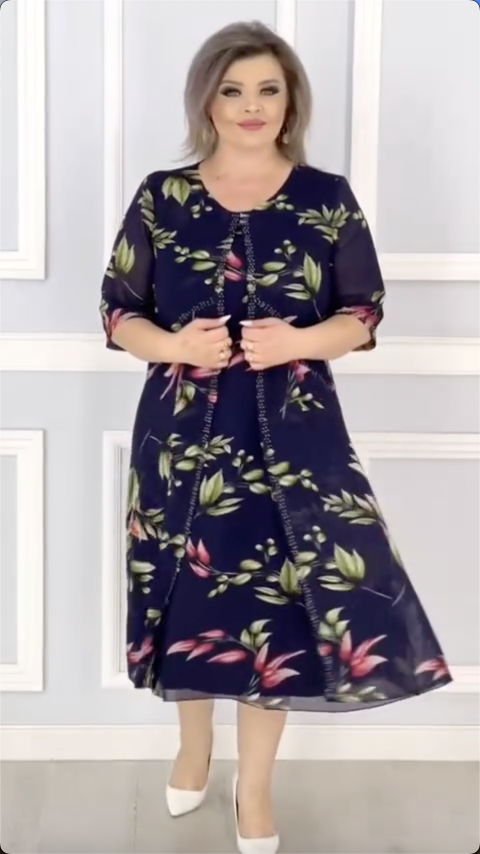 👗【S-5XL】Nowa sukienka z nadrukiem w dużych rozmiarach z 2025 r., elegancki styl, odpowiednia do noszenia na co dzień i na imprezy.