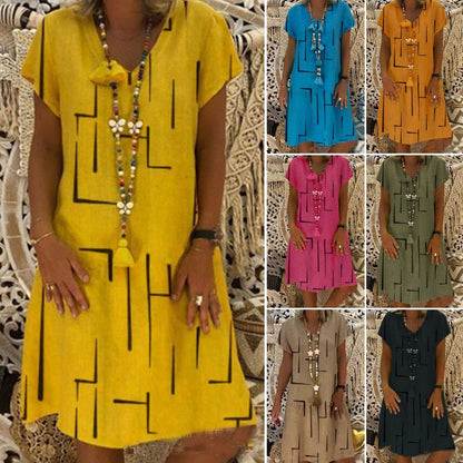 🛍️👗【S-5XL】Bavlnené šaty s výstrihom do V 