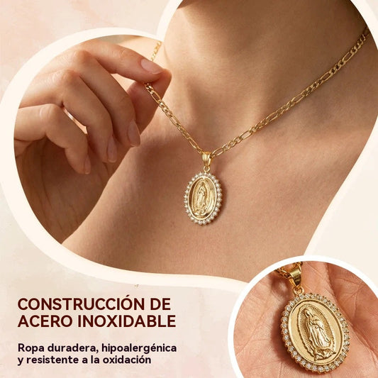 🔥Přívěsek Panna Maria z nerezové oceli zlaté barvy