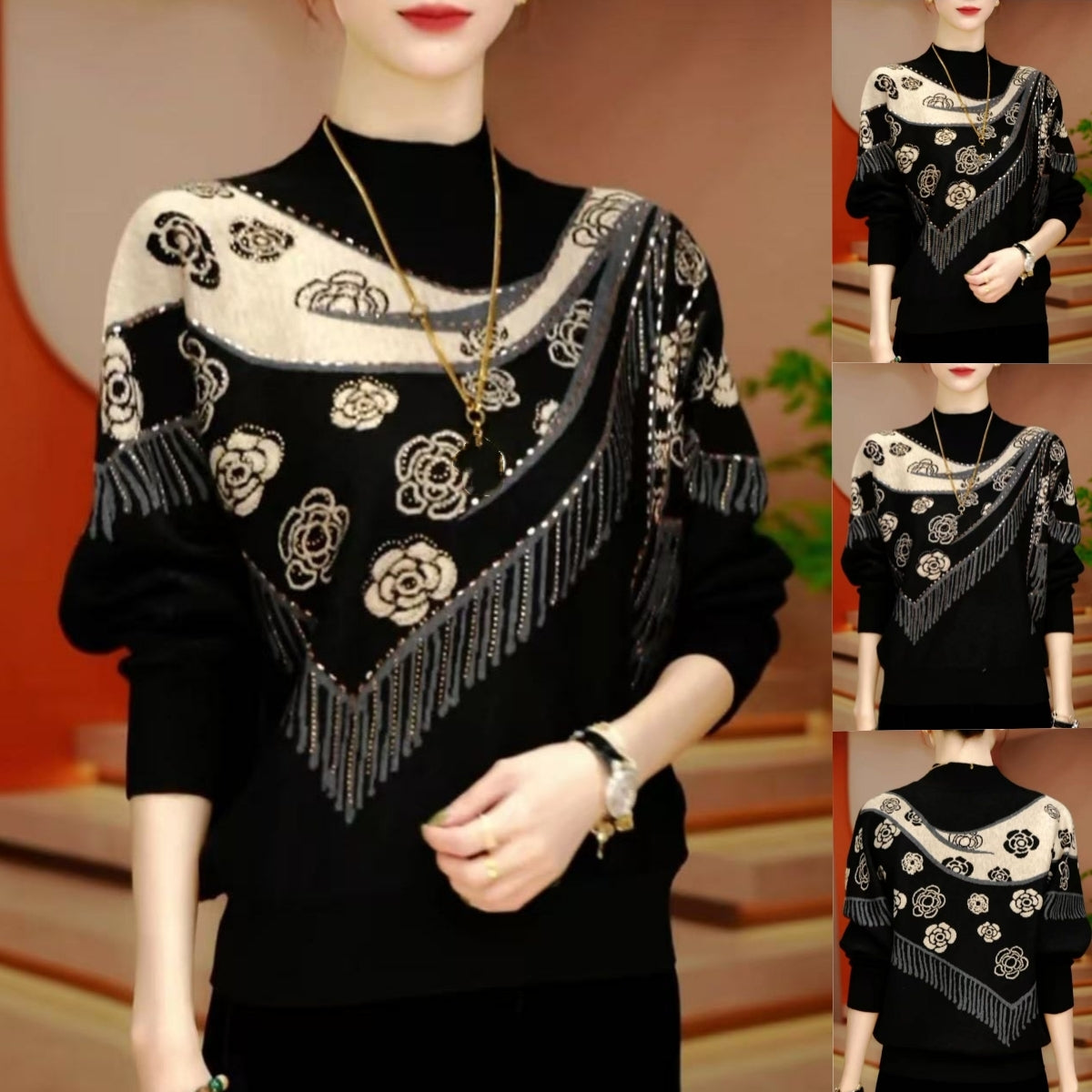 💕【M-5XL】🔥 Nova jesensko-zimska ženska majica za žene srednje dobi, s modernim uzorkom, udobna za nošenje.