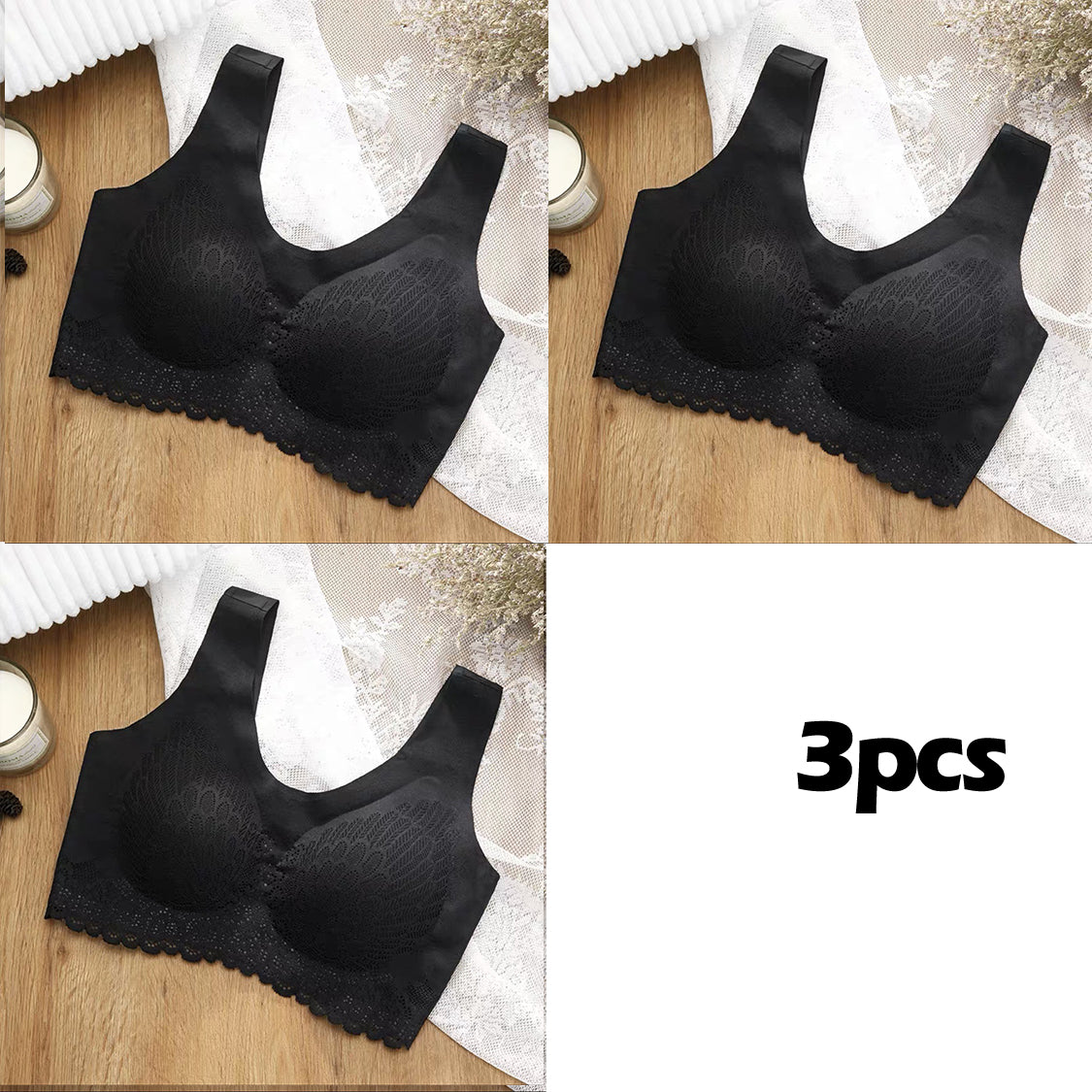 💕【3 dílná sada】Nová podprsenka z přírodního latexu bez kostic s push-up efektem – maximální pohodlí po celý den