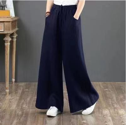 🔥🔥👖【S-3XL】Jarní a letní ležérní bavlněné a plátěné kalhoty větší velikosti, široké nohavice✅【40-90kg】