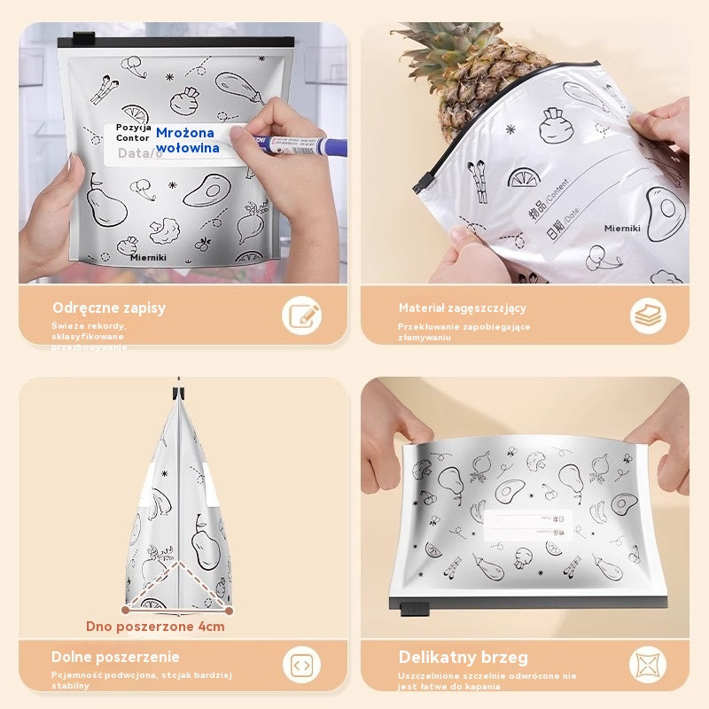 🥩【90 sztuk】Aluminiowa torba spożywcza z zamknięciem strunowym, zapewniająca świeżość i możliwość przechowywania w lodówce w gospodarstwie domowym