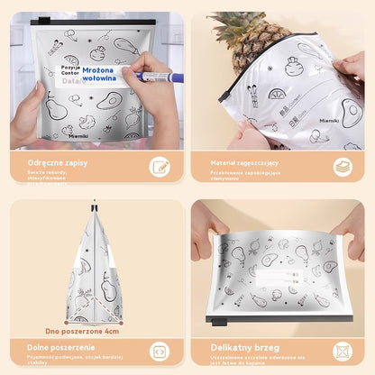 🥩【90 sztuk】Aluminiowa torba spożywcza z zamknięciem strunowym, zapewniająca świeżość i możliwość przechowywania w lodówce w gospodarstwie domowym