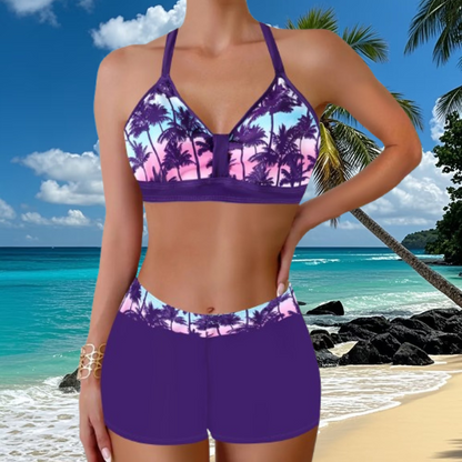 🌴🌴【S-5XL】🏖️👙 Zestaw strojów kąpielowych z nadrukiem na wakacje na plaży 2025
