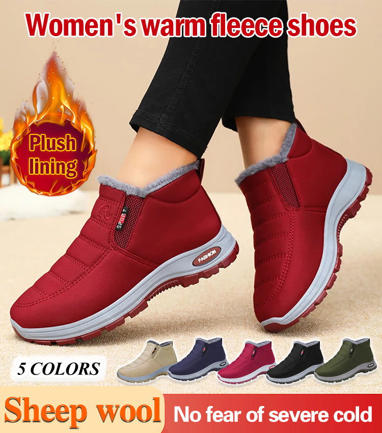 👢【36-41】Botas de algodón para mujer, tallas grandes/Botas de algodón cálidas y resistentes al frío para personas de mediana edad y mayores/Botas de nieve de ante grueso, botas de suela alta para mujer