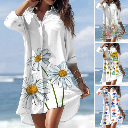 【Časově omezená nabídka】 🌻【S-3XL】 Jarní nové květinové košilové šaty