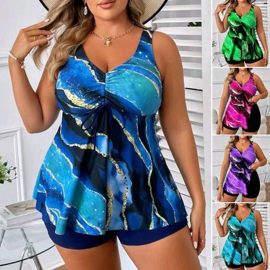 🏖️👙【S-5XL】🌴Costum de baie elegant, mărime mare, cu imprimeu