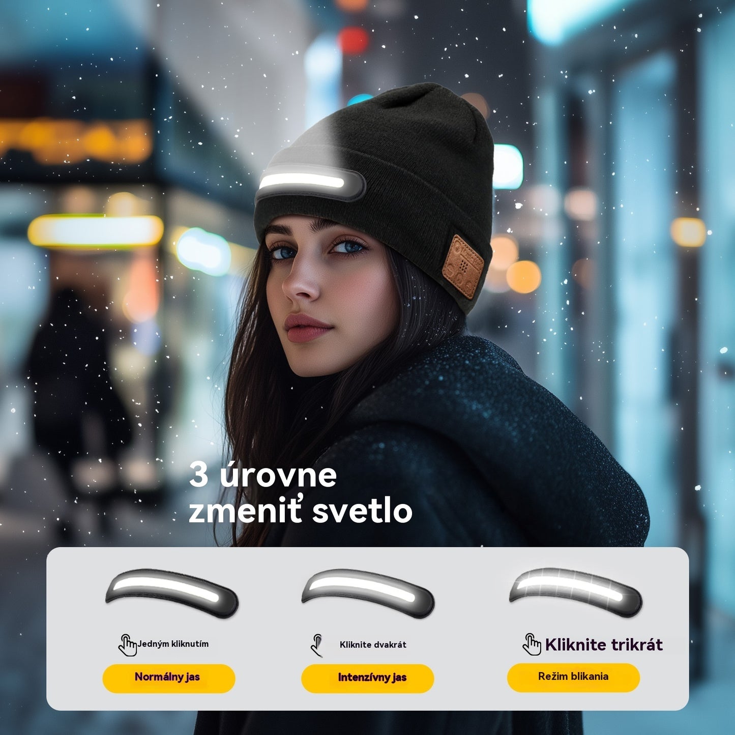 🔥Kúpte 1 a dostanete 1 zadarmo🔥🧢Nabíjateľná LED čiapka s Bluetooth，Zostaňte v teple💡