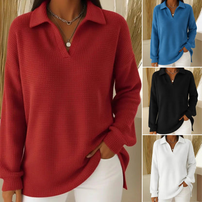 🥼【S-5XL】Nuevo y elegante suéter holgado, cálido, de color liso, con cuello y mangas largas.