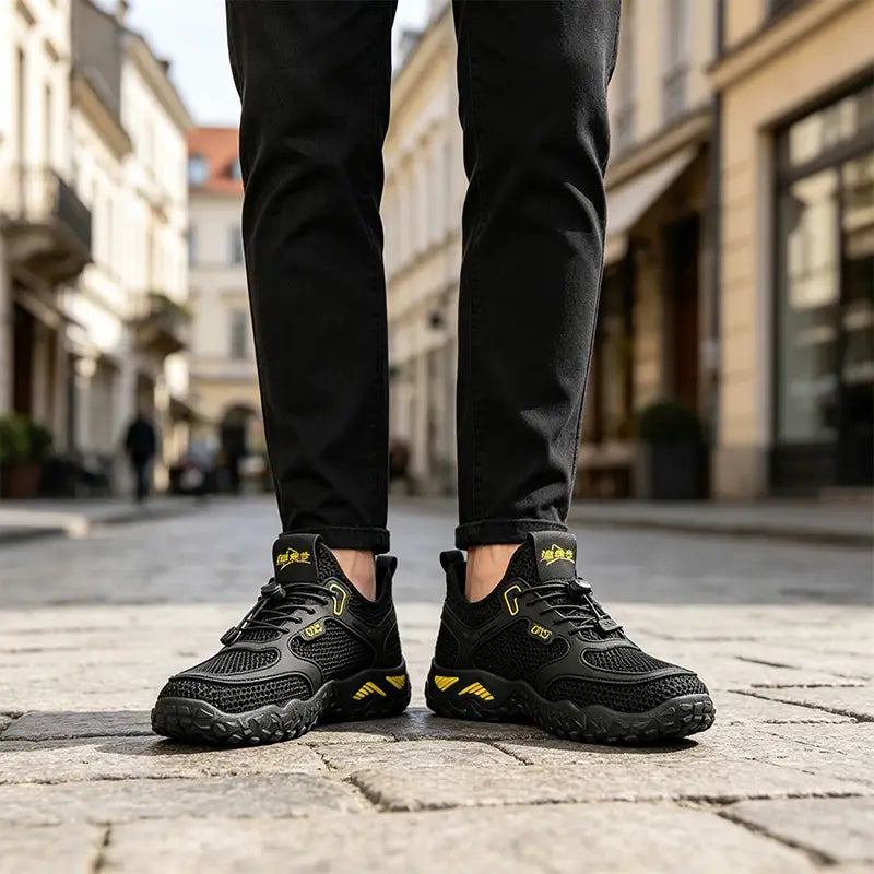 Męskie letnie buty codzienne: gruba, antypoślizgowa podeszwa, przewiewna siateczka – do trekkingu i do wody; rozmiary 39–44